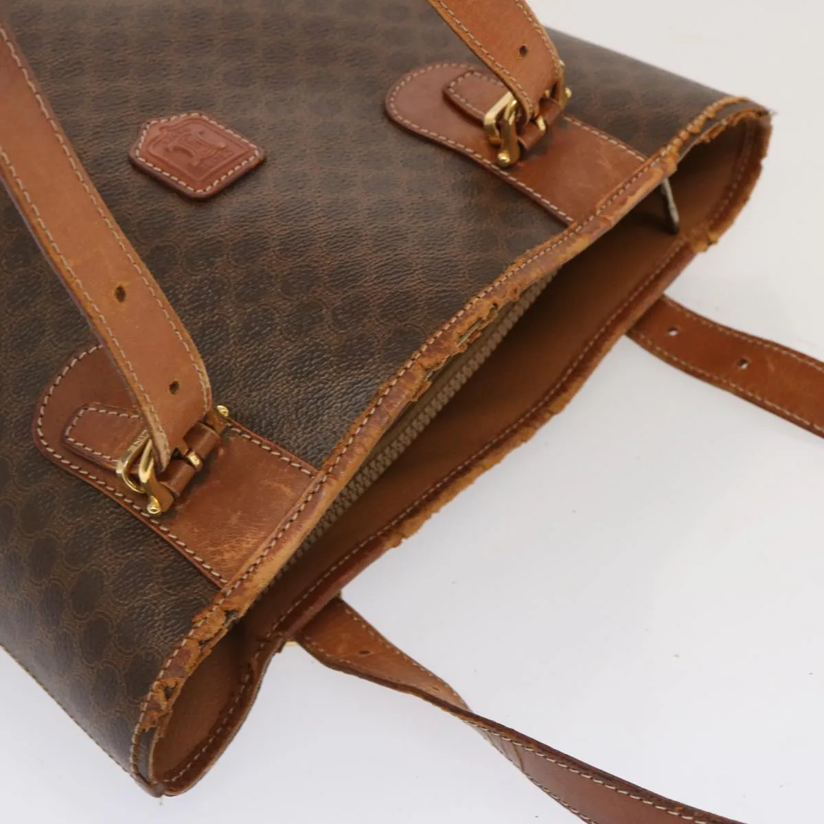 CELINE Macadam Canvas Tote Bag PVC Brown Auth yk11933