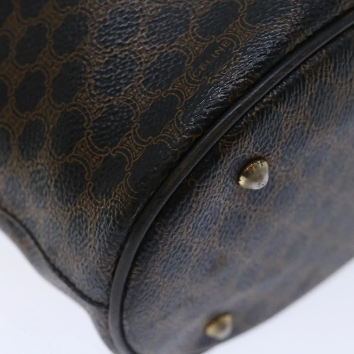 CELINE Macadam Canvas Tote Bag PVC Brown Black Auth 70630