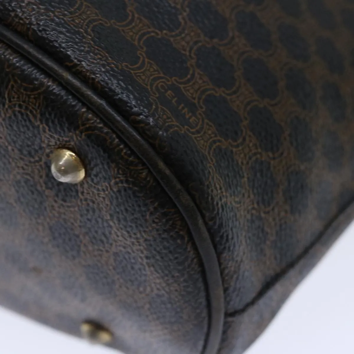 CELINE Macadam Canvas Tote Bag PVC Brown Black Auth 70630