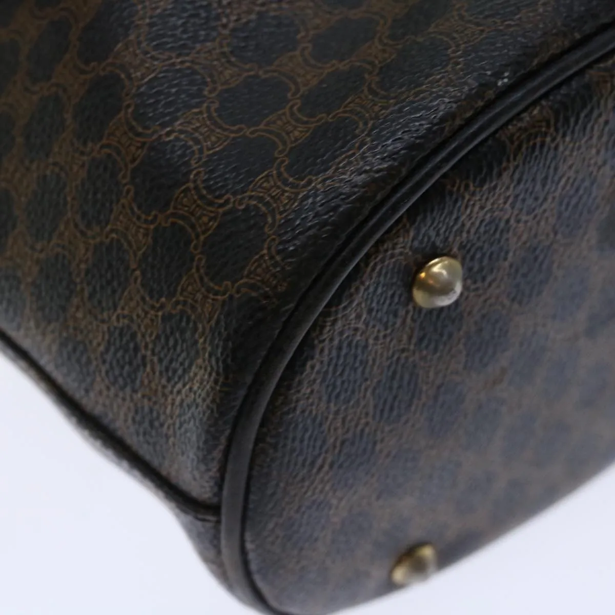 CELINE Macadam Canvas Tote Bag PVC Brown Black Auth 70630
