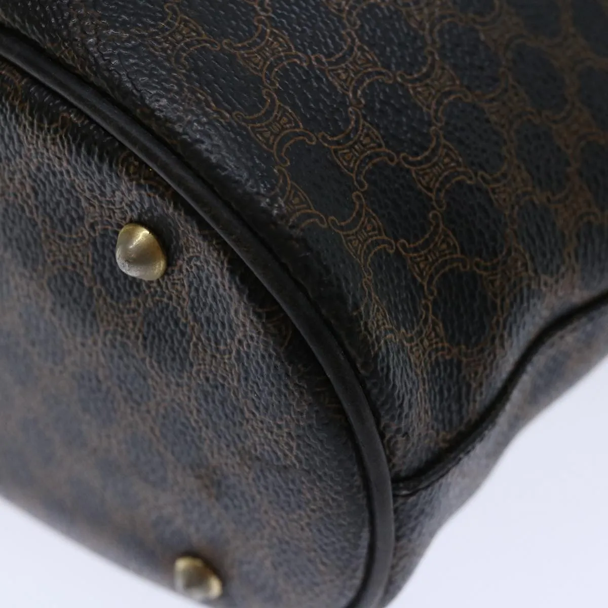 CELINE Macadam Canvas Tote Bag PVC Brown Black Auth 70630