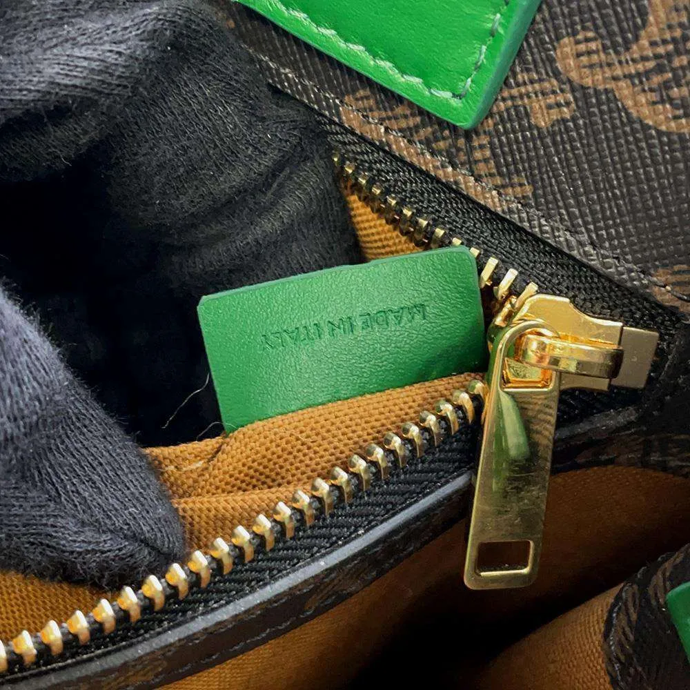 CELINE Vertical Kaba 2WAY Tote Bag Brown/Green 191542 PVC Coated Canvas Leather Size Small
