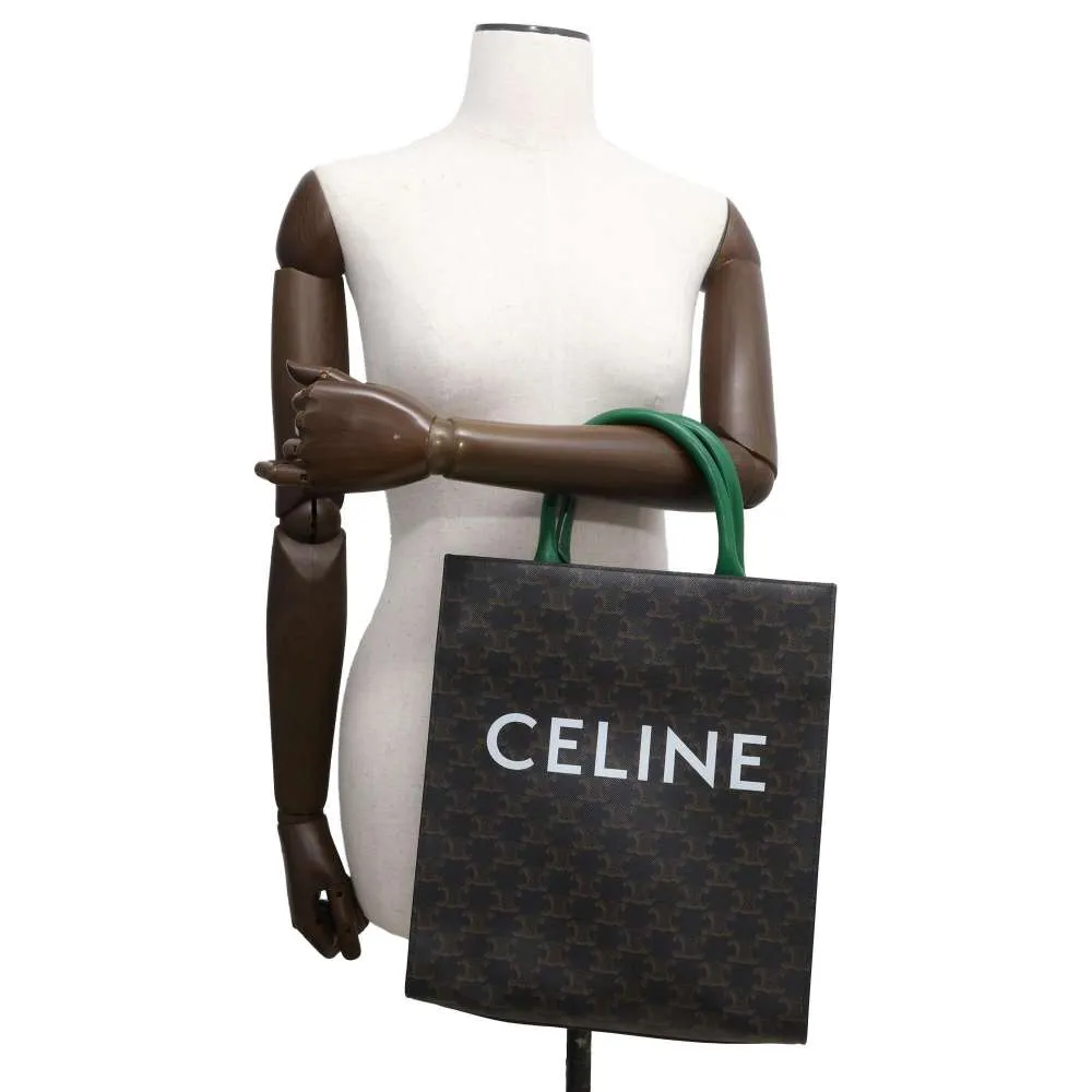 CELINE Vertical Kaba 2WAY Tote Bag Brown/Green 191542 PVC Coated Canvas Leather Size Small