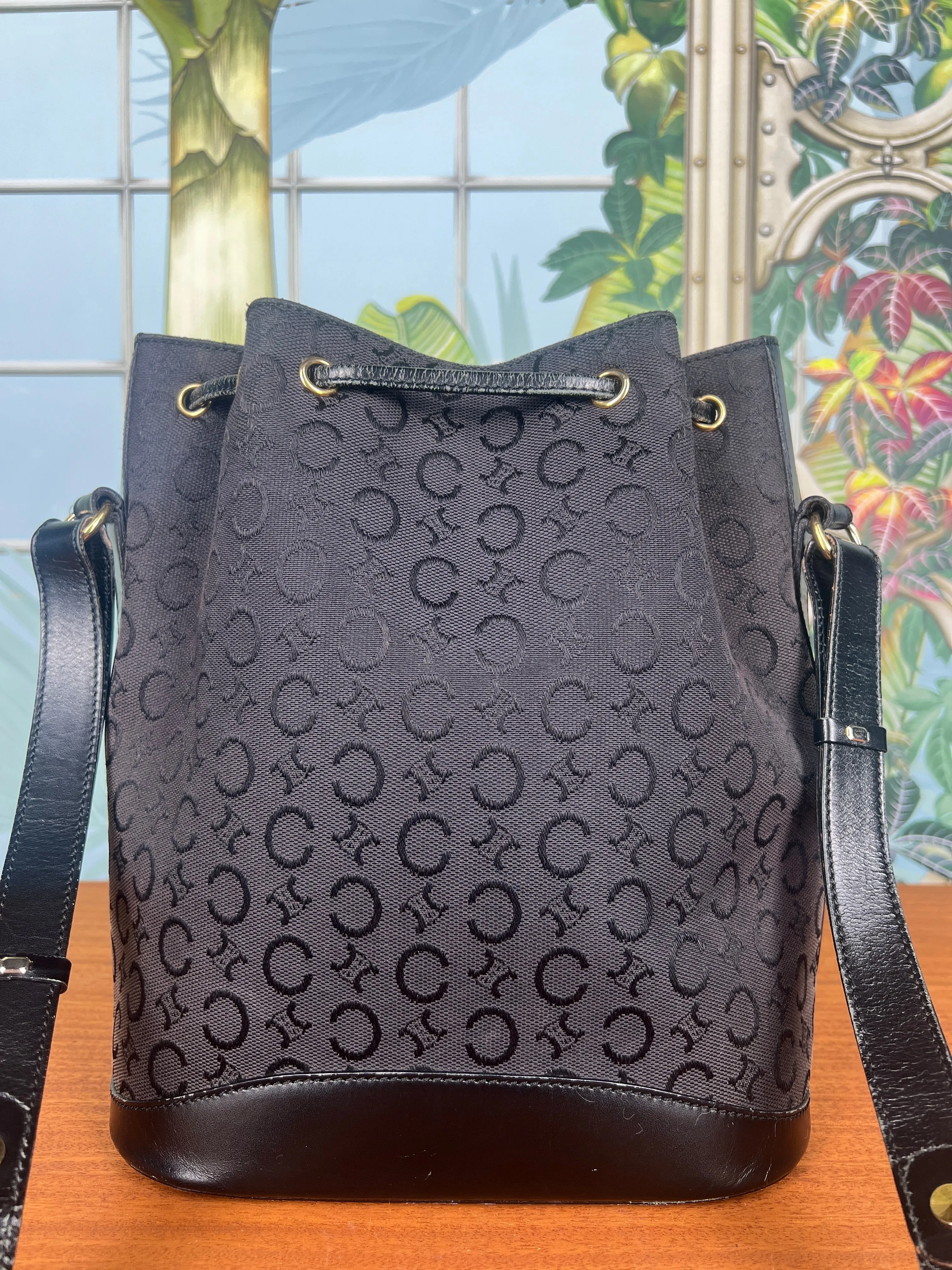 Celine vintage triumph black bucket bag