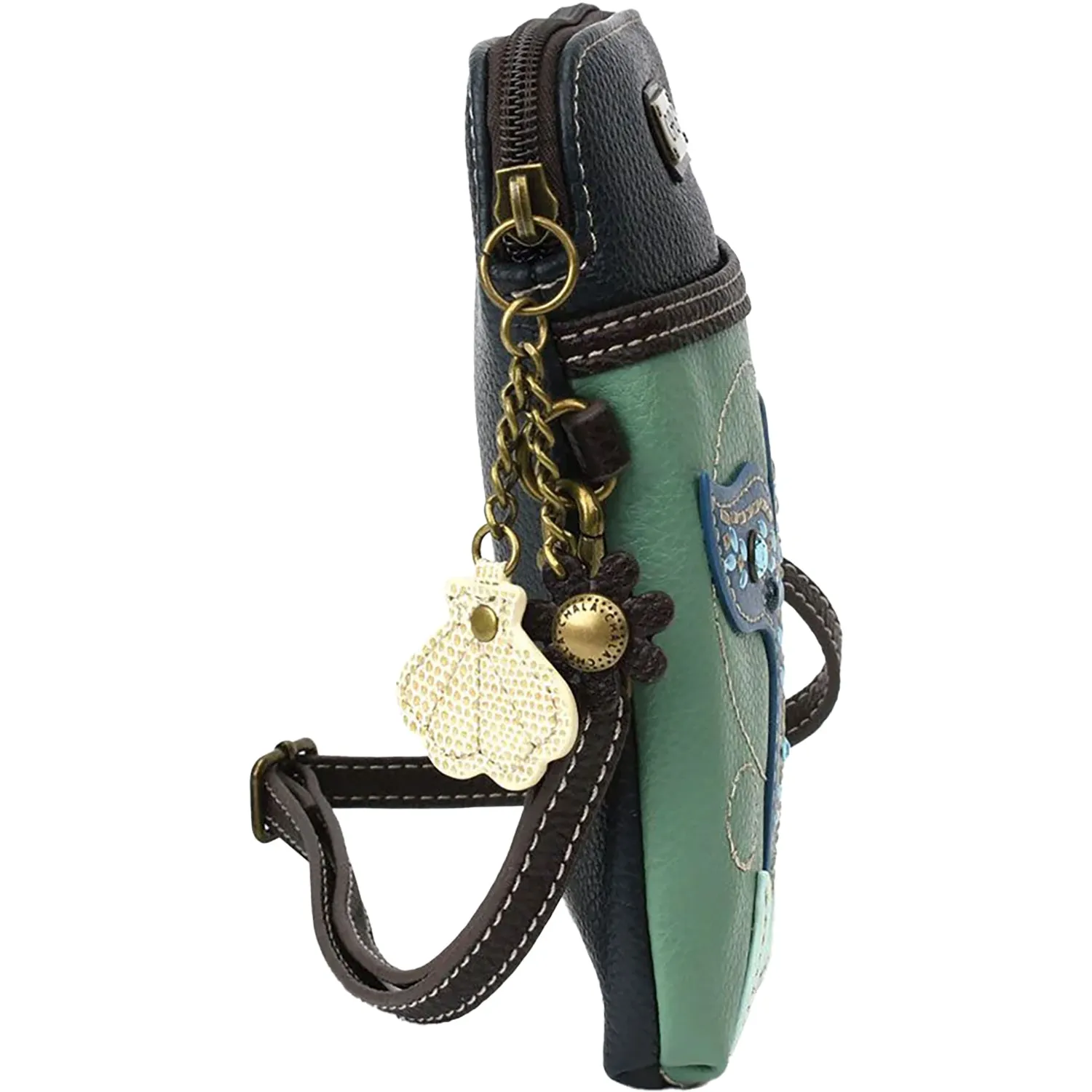 Chala Mermaid Tail Dazzled Cellphone Crossbody Teal Synthetic