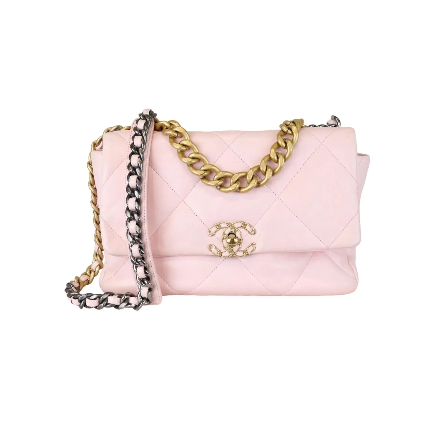 Chanel 19 Flap Large Lambskin Quilted Light Pink Mixed Hardware