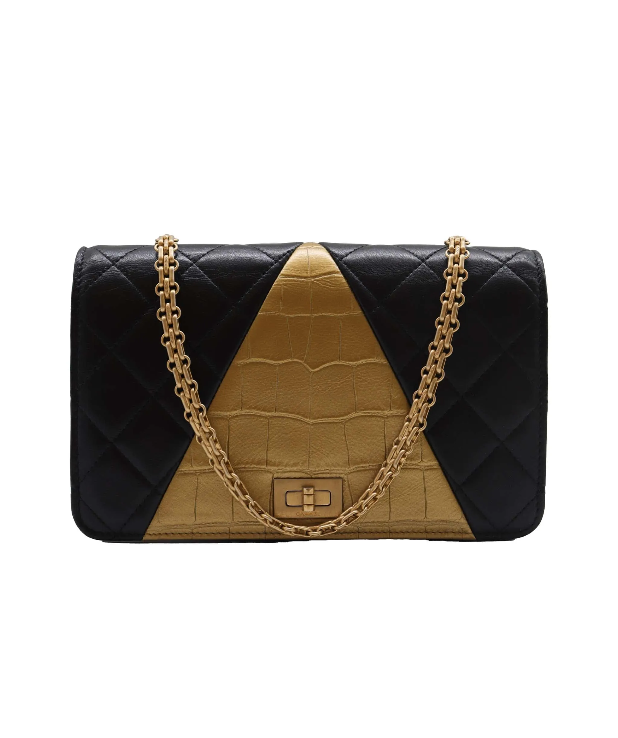 Chanel 2019 Gold pyramid 2.55 Crocodile Reissue Wallet On Chain crossbody bag - DXBS2699