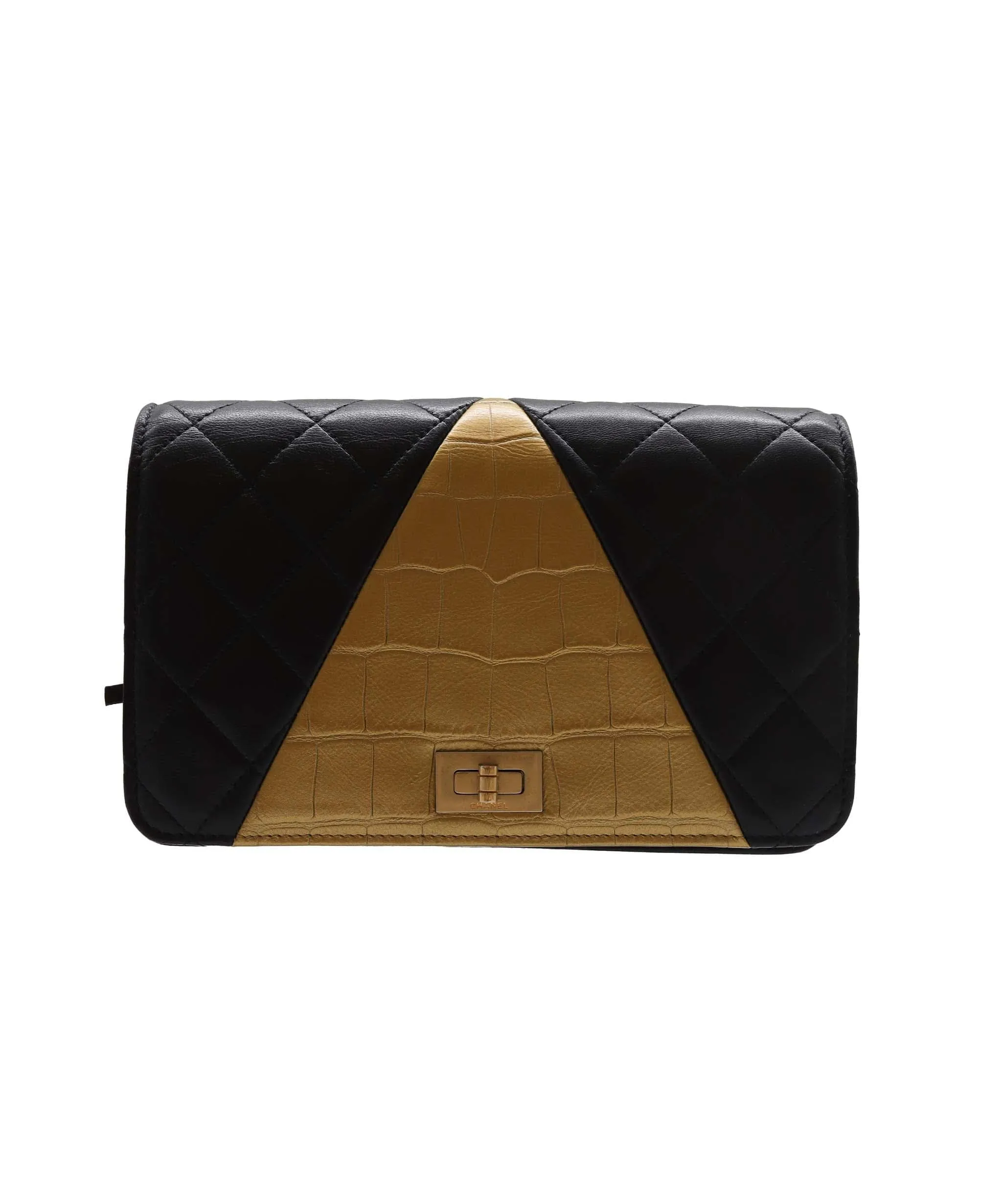 Chanel 2019 Gold pyramid 2.55 Crocodile Reissue Wallet On Chain crossbody bag - DXBS2699