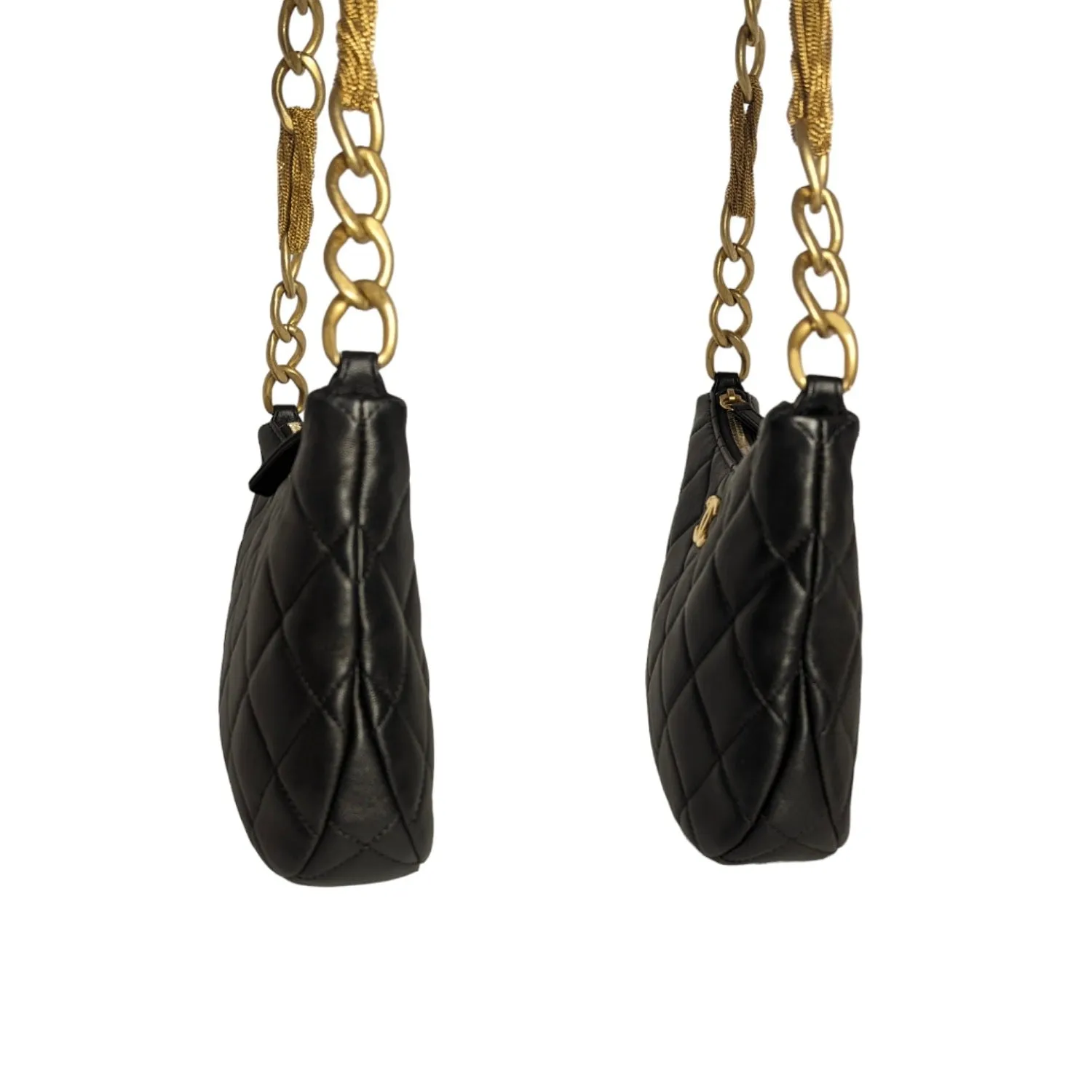 Chanel 23A Lambskin Quilted CC Chain Hobo Black
