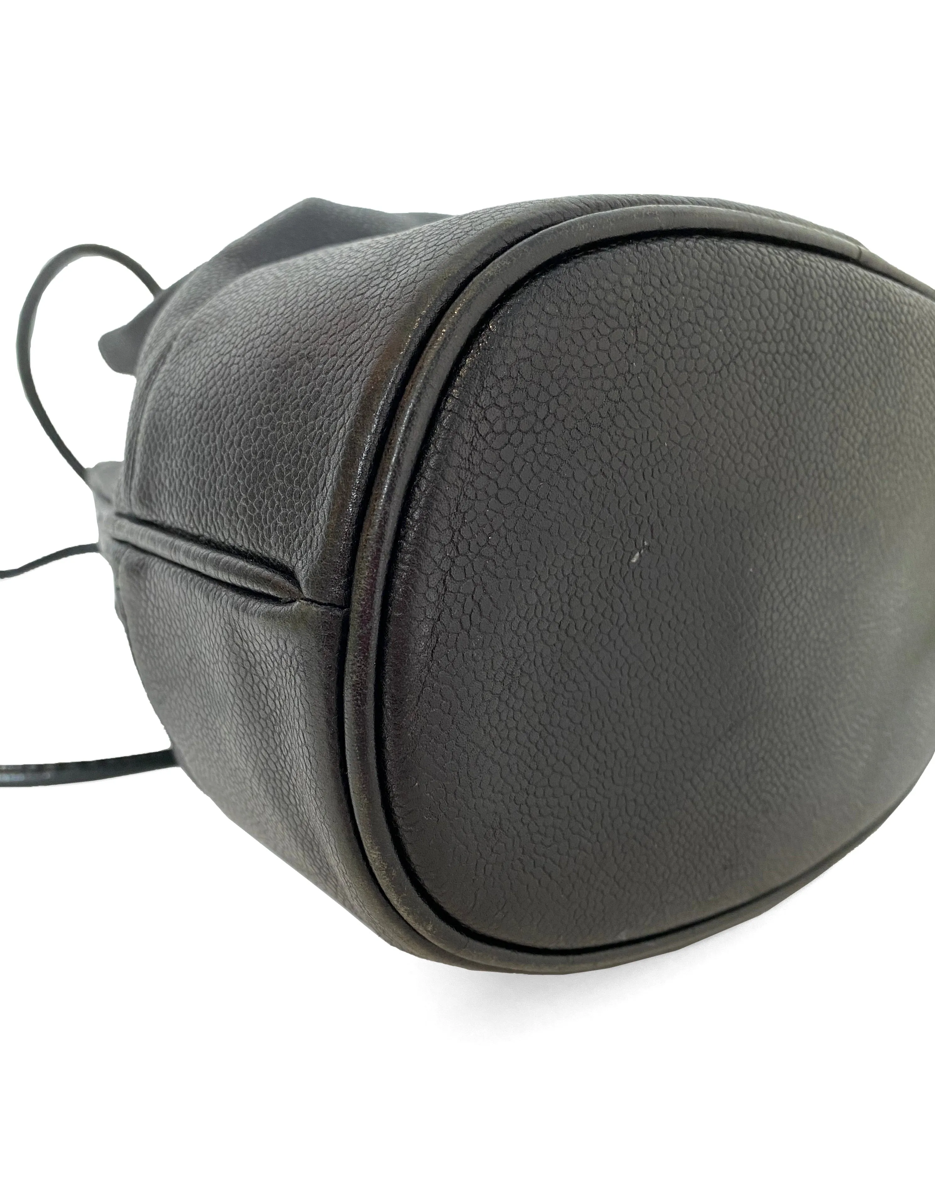 Chanel Black Caviar Leather CC Vintage Bucket Bag