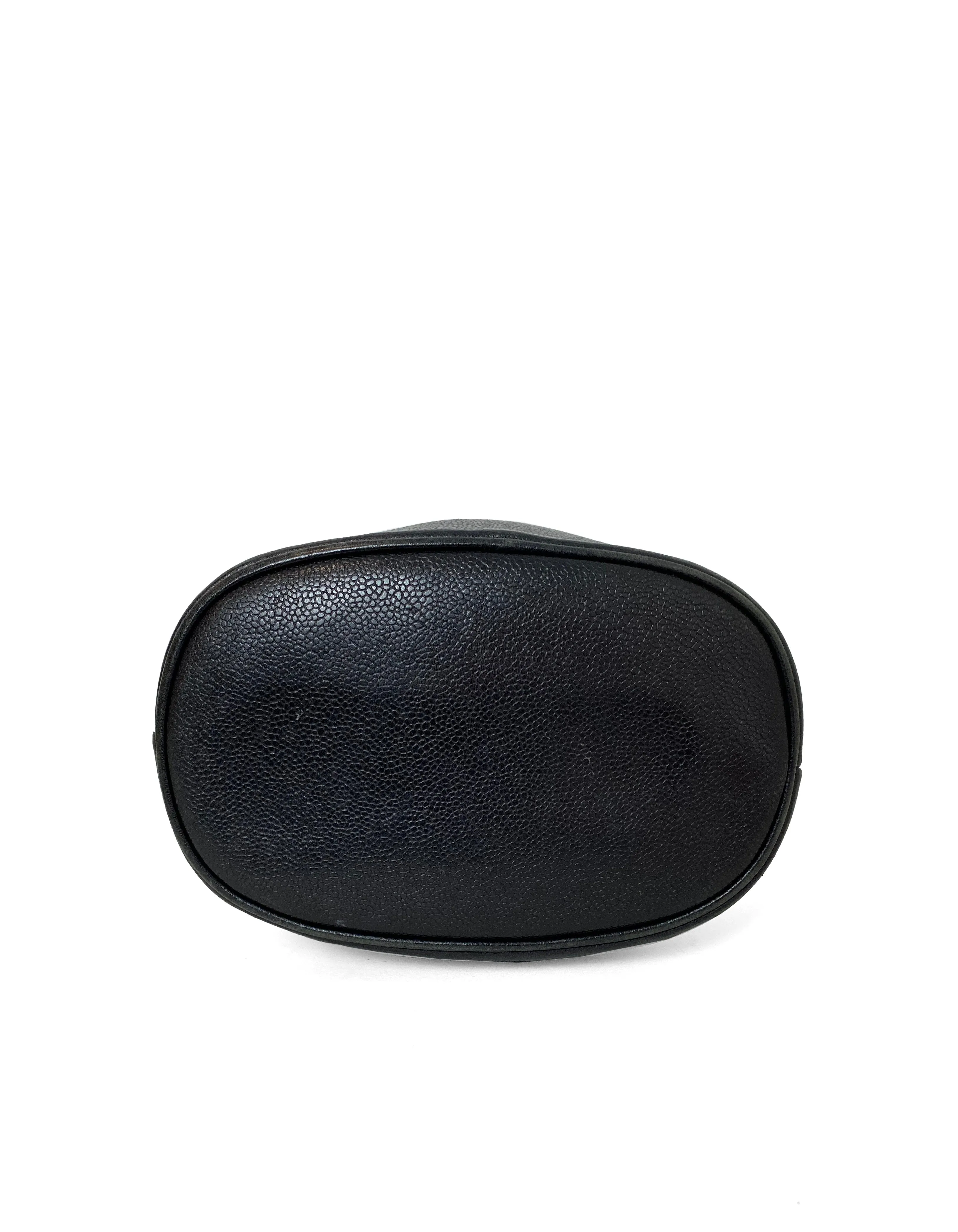 Chanel Black Caviar Leather CC Vintage Bucket Bag