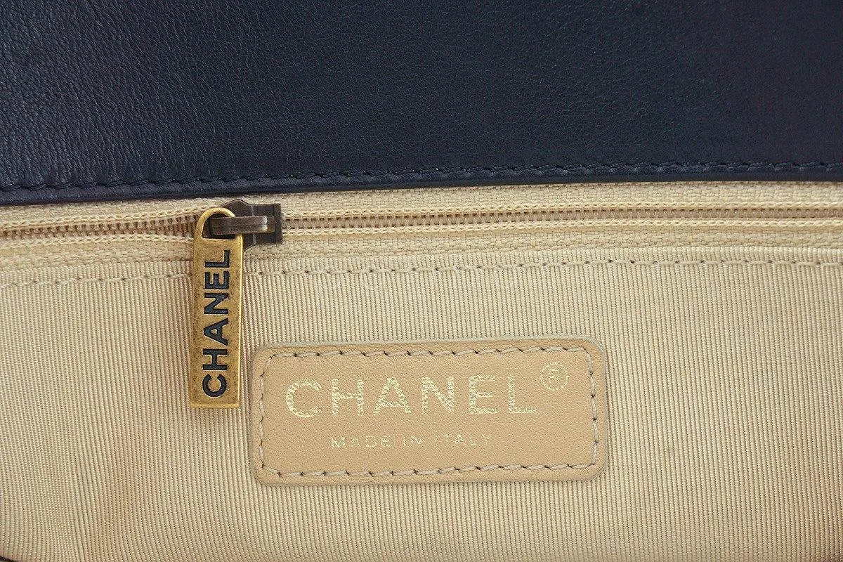 Chanel Black Classic CC Quilted Shopping Tote GST Bag
