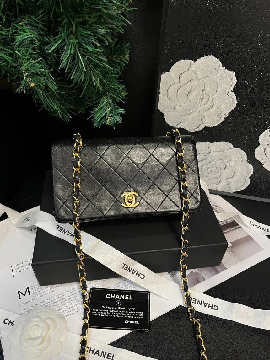 Chanel Black Gold Flap CF Crossbody Bag