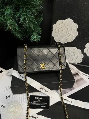 Chanel Black Gold Flap CF Crossbody Bag