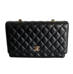 Chanel Black Lambskin Flap bag Pearl Chain