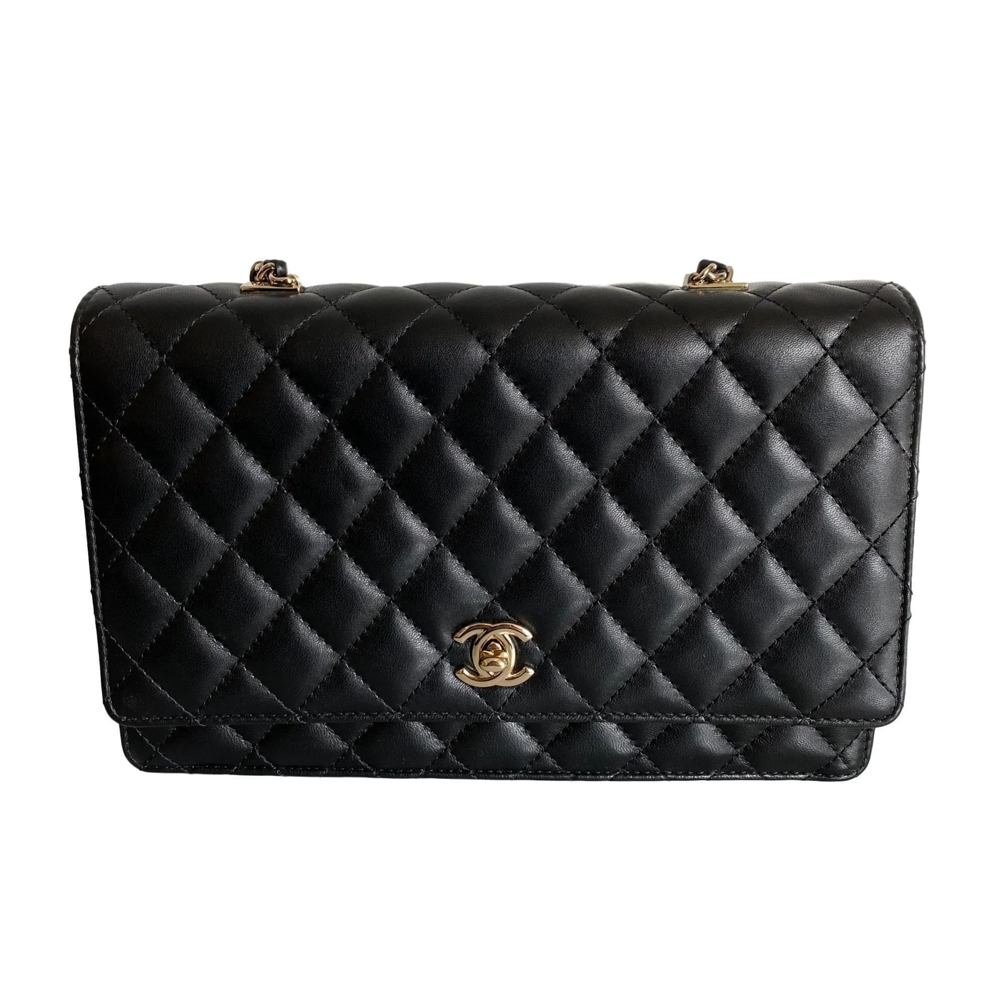 Chanel Black Lambskin Flap bag Pearl Chain