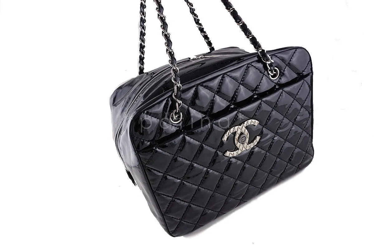 Chanel Black Luxury Giant XL Brilliant CC Patent Camera Tote Bag