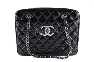Chanel Black Luxury Giant XL Brilliant CC Patent Camera Tote Bag