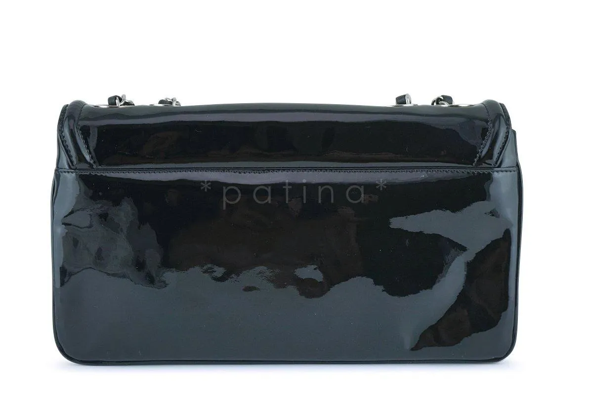 Chanel Black Patent Lipstick Ligne Shoulder Flap Bag
