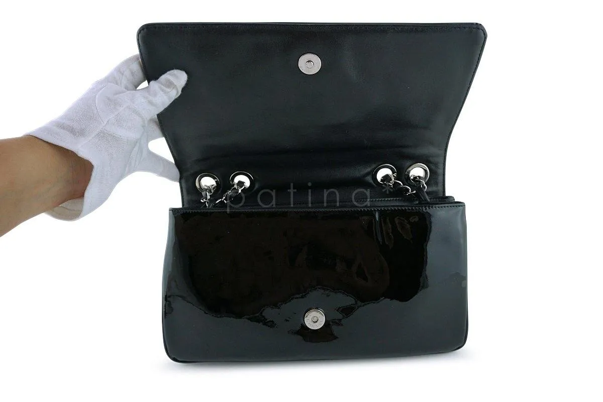 Chanel Black Patent Lipstick Ligne Shoulder Flap Bag