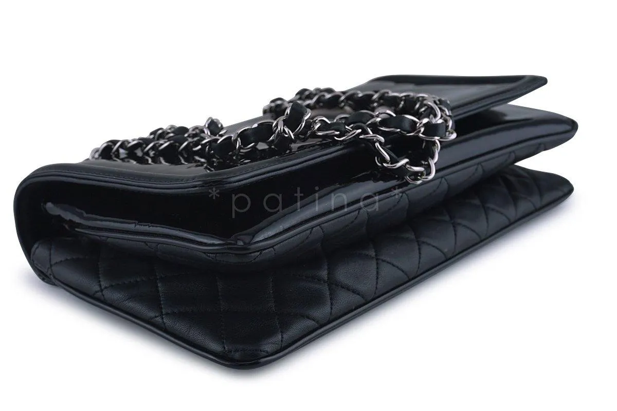 Chanel Black Patent Lipstick Ligne Shoulder Flap Bag