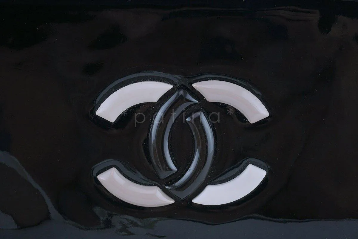 Chanel Black Patent Lipstick Ligne Shoulder Flap Bag