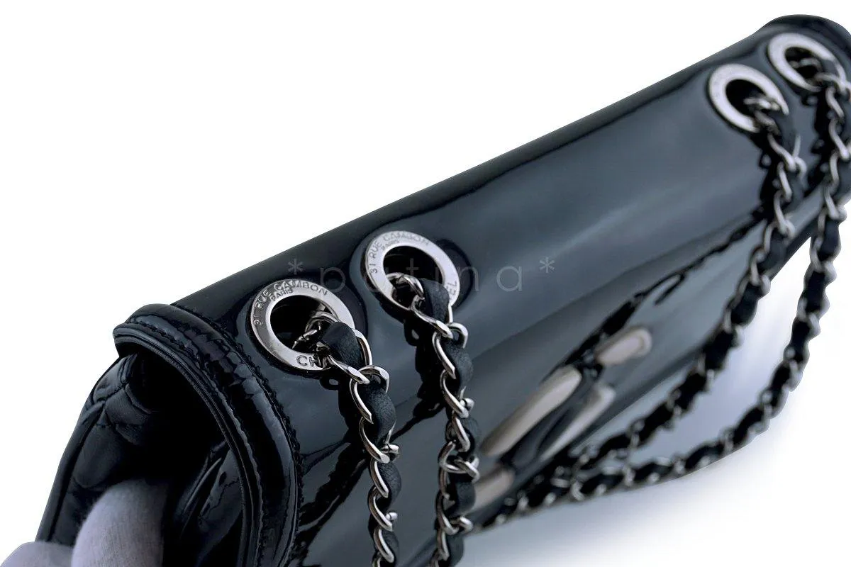 Chanel Black Patent Lipstick Ligne Shoulder Flap Bag