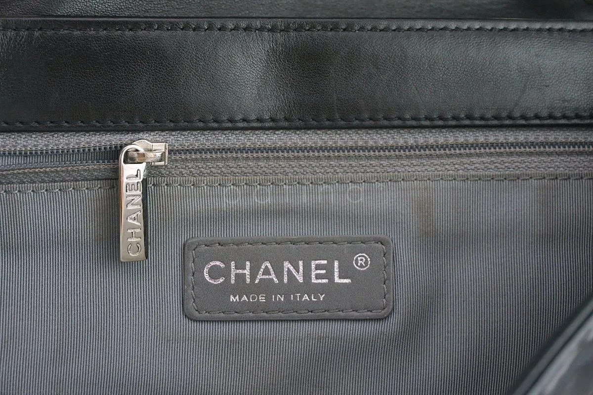 Chanel Black Patent Lipstick Ligne Shoulder Flap Bag