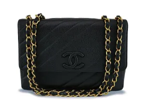 Chanel Black Quilted Vintage Caviar Logo Jumbo Flap Bag 24K GHW