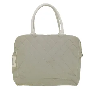 CHANEL Boston Bag Canvas Gray CC Auth bs6078