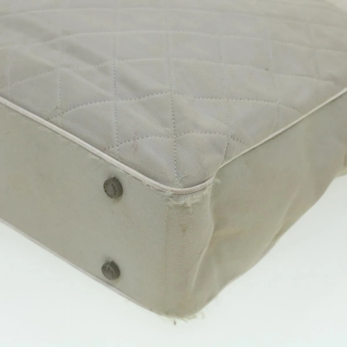 CHANEL Boston Bag Canvas Gray CC Auth bs6078