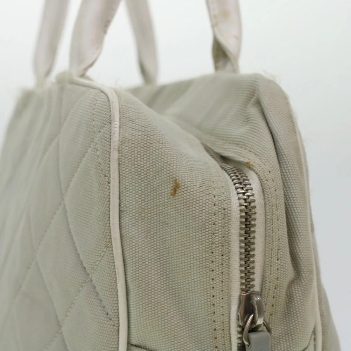 Chanel Boston Bag Canvas Gray CC Auth bs6078