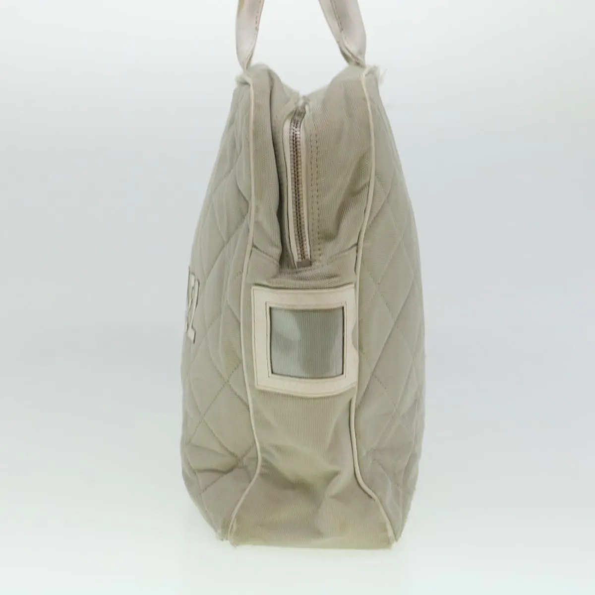 CHANEL Boston Bag Canvas Gray CC Auth bs6078