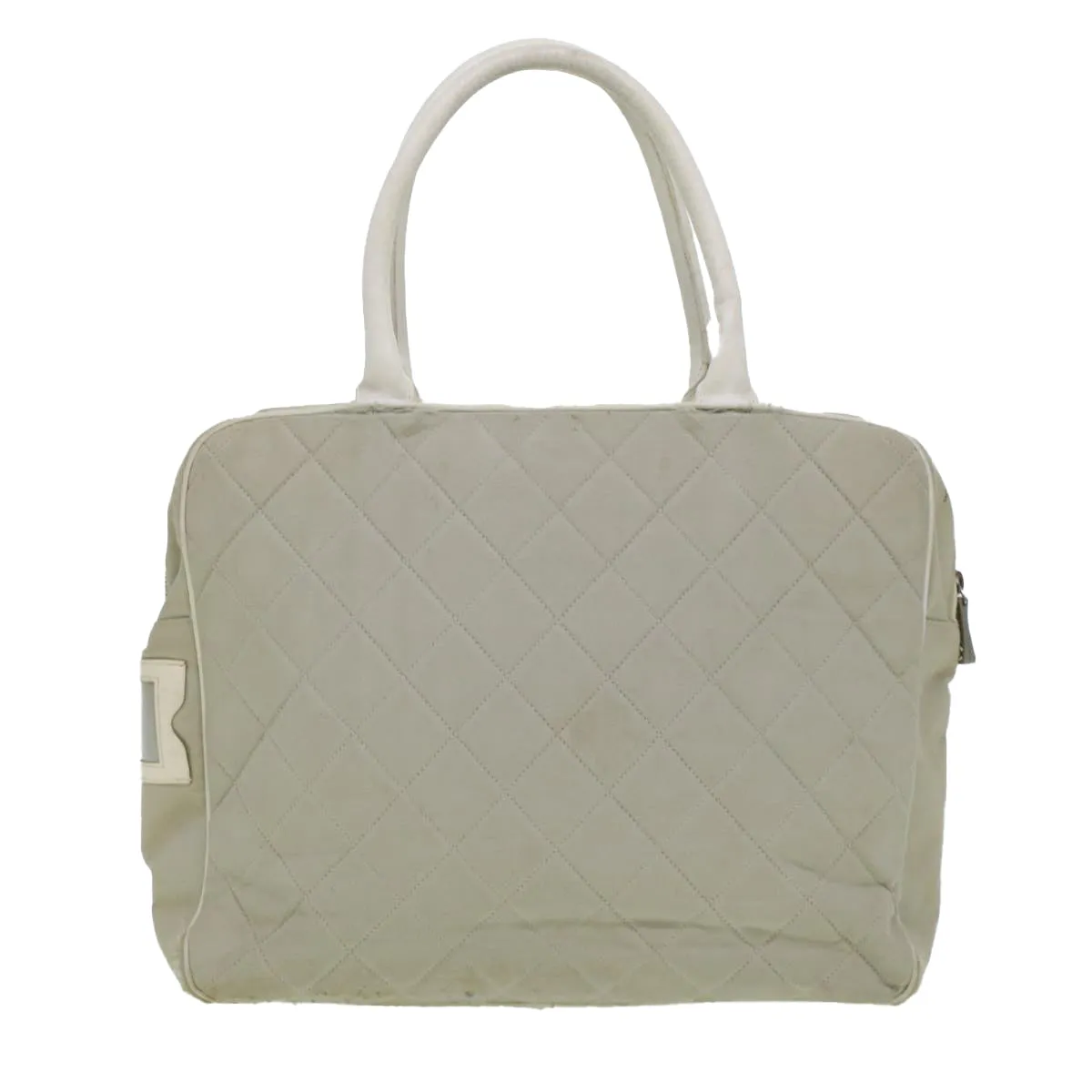 CHANEL Boston Bag Canvas Gray CC Auth bs6078