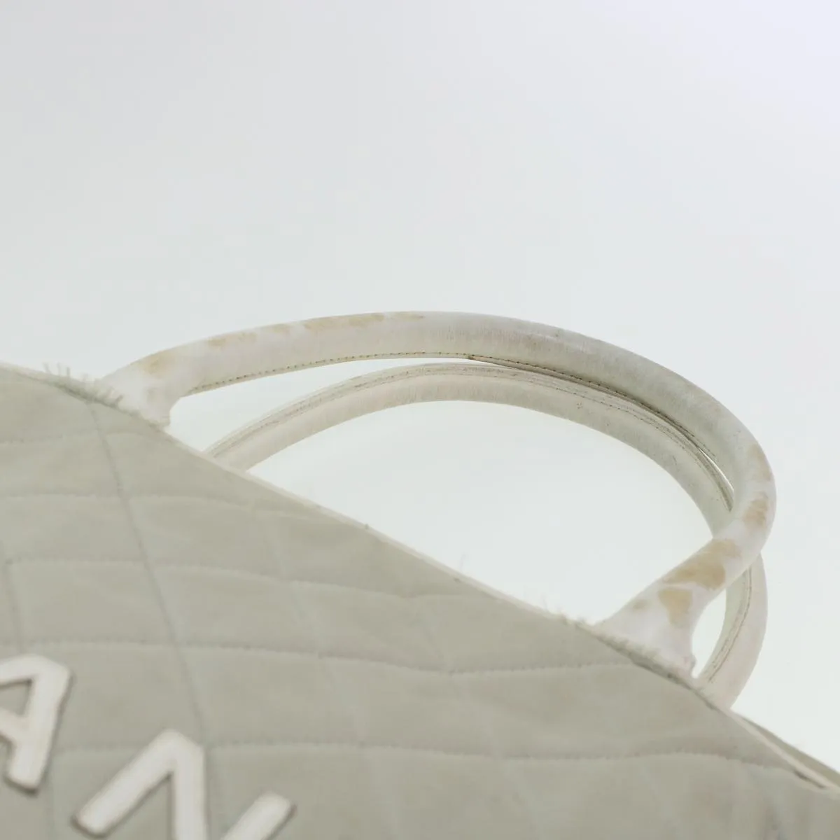 CHANEL Boston Bag Canvas Gray CC Auth bs6078