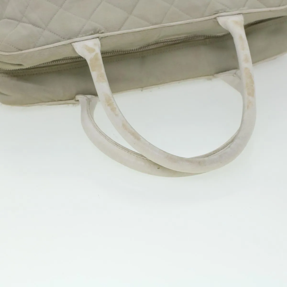 CHANEL Boston Bag Canvas Gray CC Auth bs6078