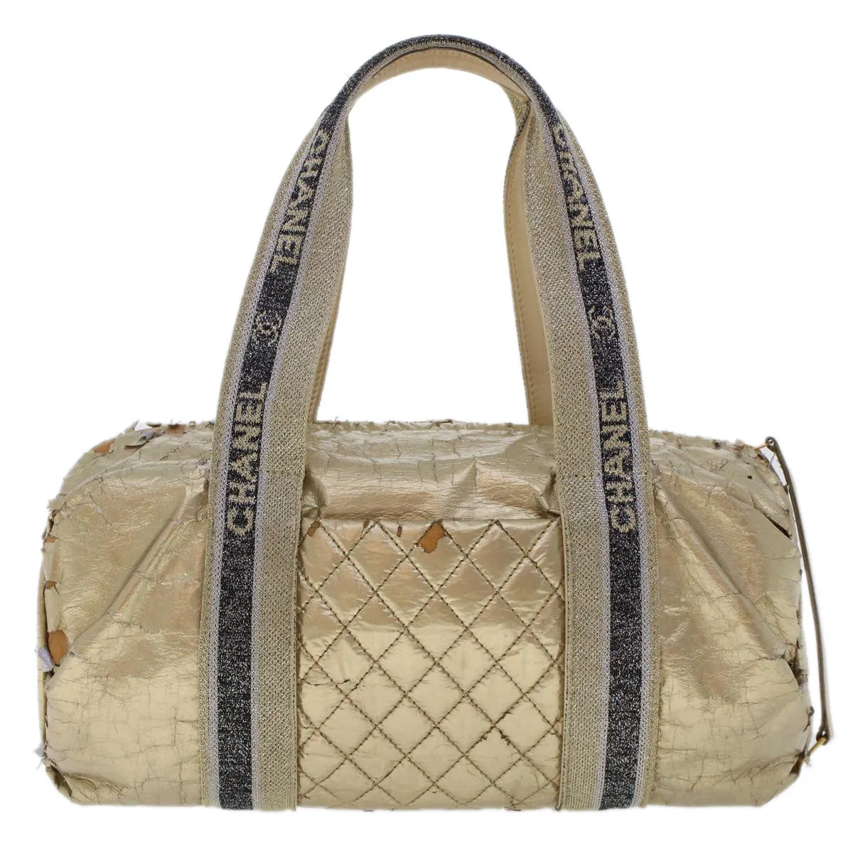 CHANEL Boston Bag Patent leather Gold Tone CC  yb278