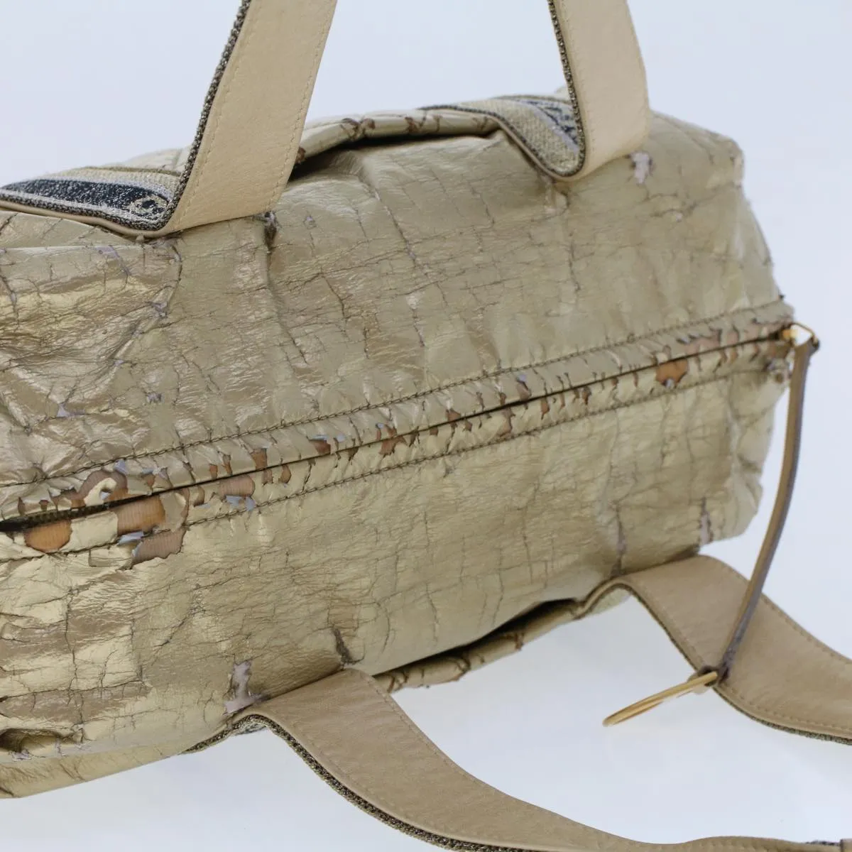 CHANEL Boston Bag Patent leather Gold Tone CC  yb278