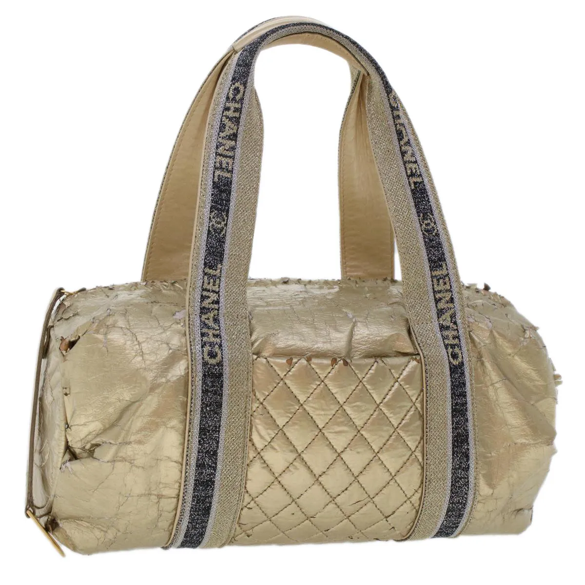 CHANEL Boston Bag Patent leather Gold Tone CC  yb278