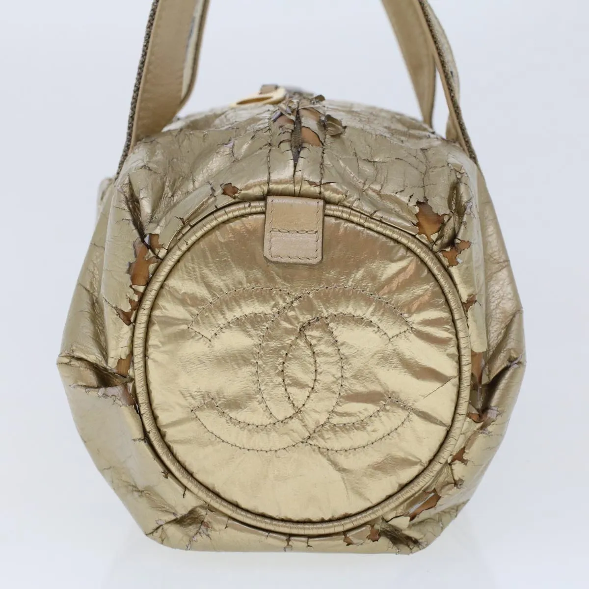 CHANEL Boston Bag Patent leather Gold Tone CC  yb278