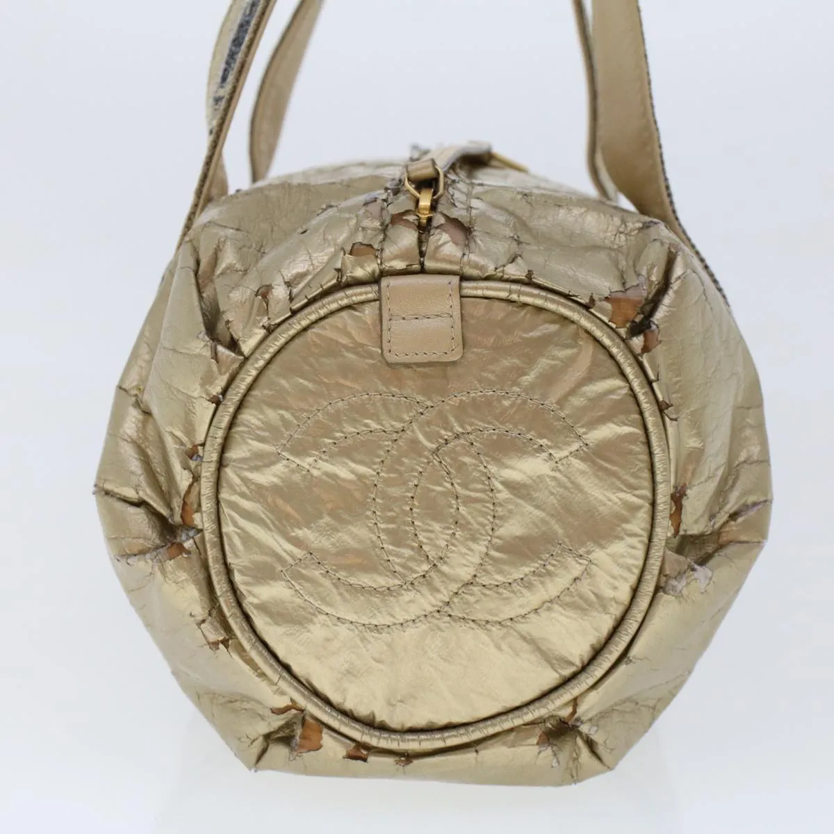 CHANEL Boston Bag Patent leather Gold Tone CC  yb278