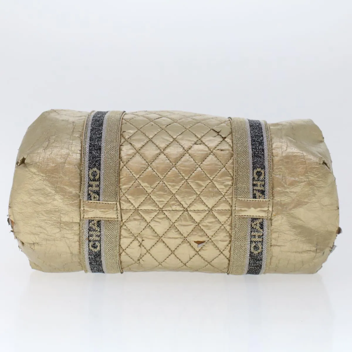 CHANEL Boston Bag Patent leather Gold Tone CC  yb278