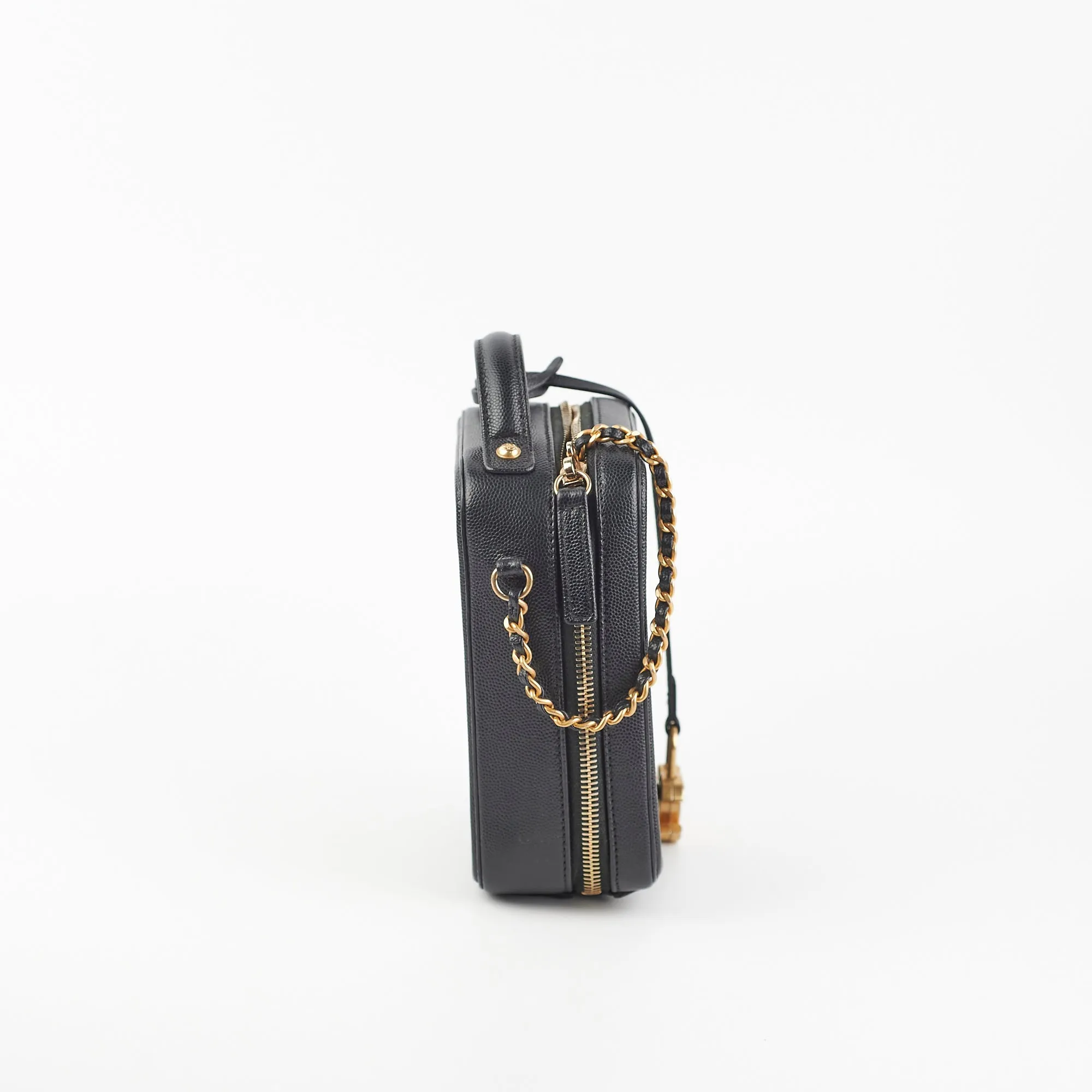 Chanel Caviar CC Filigree Vertical Vanity Case Bag Black
