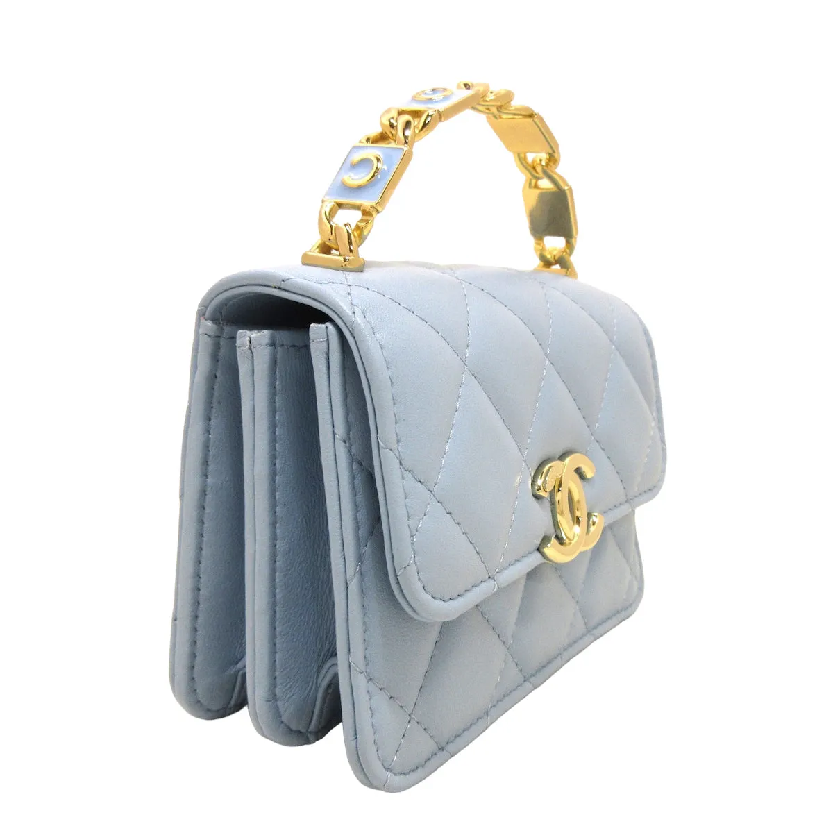 Chanel chain clutch Light blue bag
