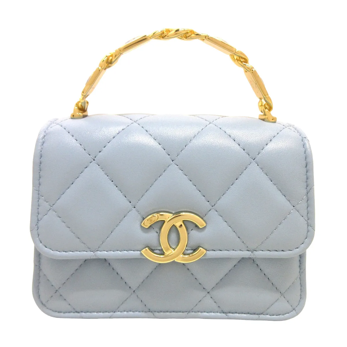 Chanel chain clutch Light blue bag