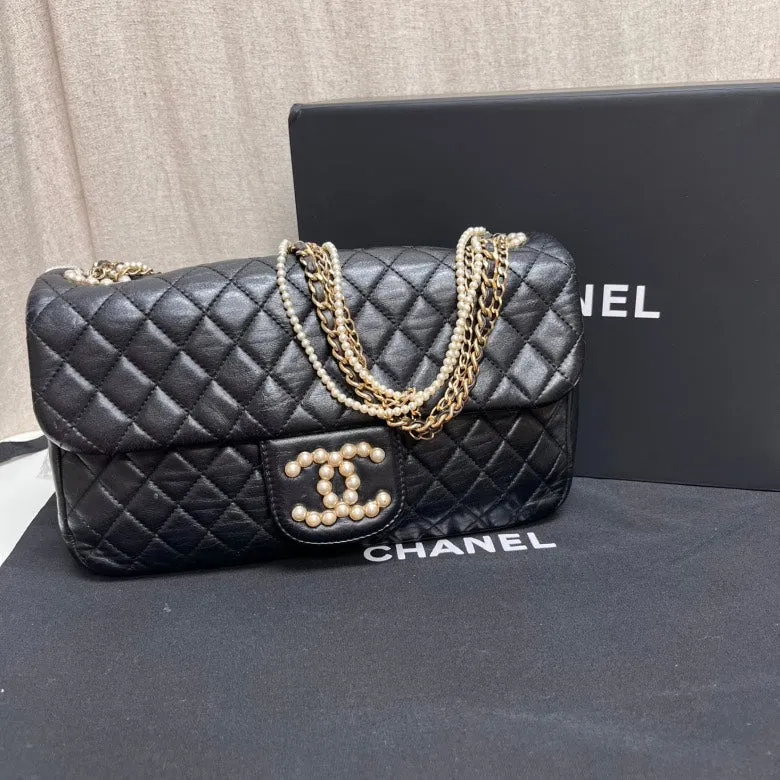Chanel Classic Black Quilted Leather Shoulder Bag