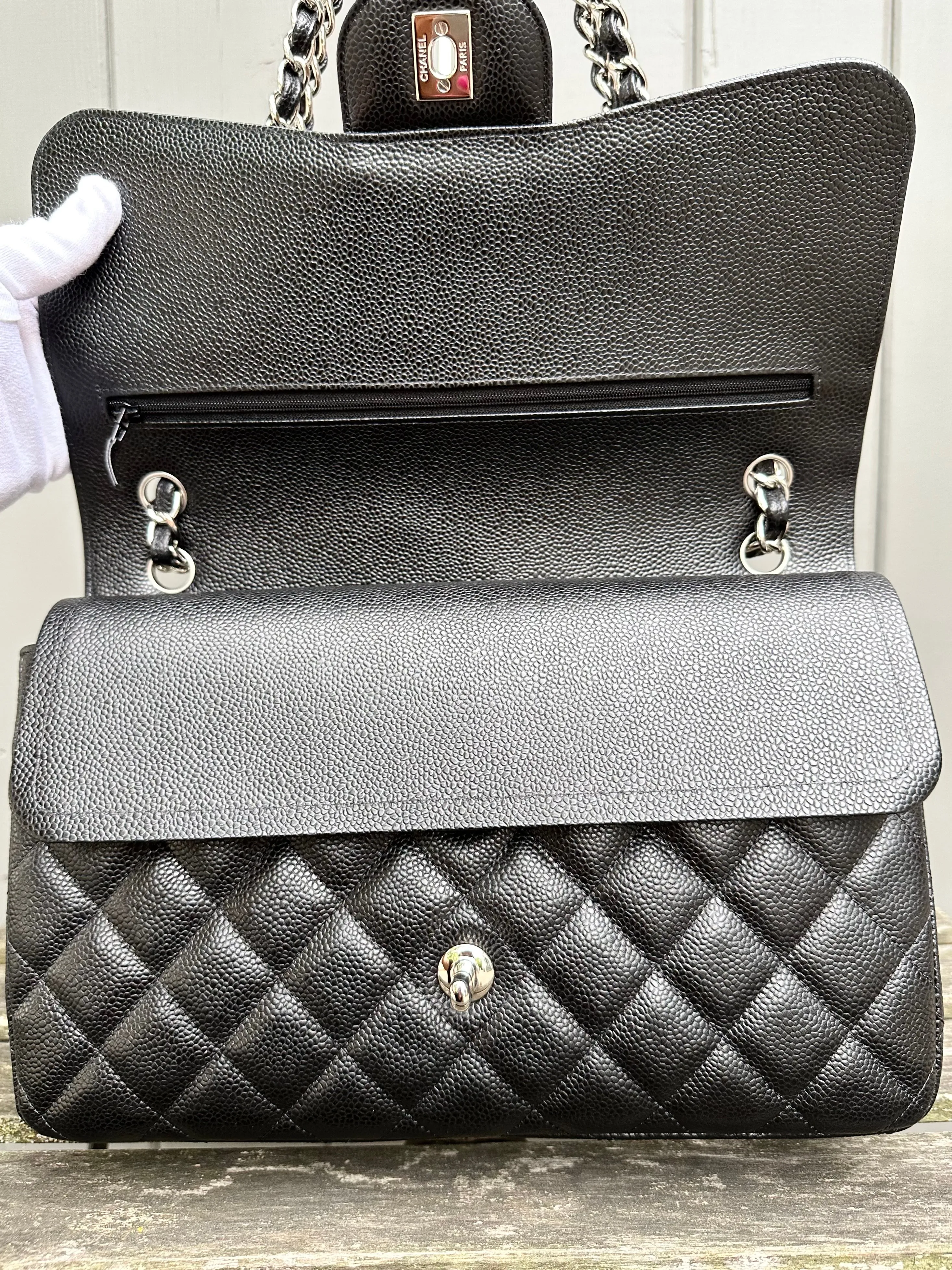 CHANEL Classic Jumbo Double Flap Bag in SHW