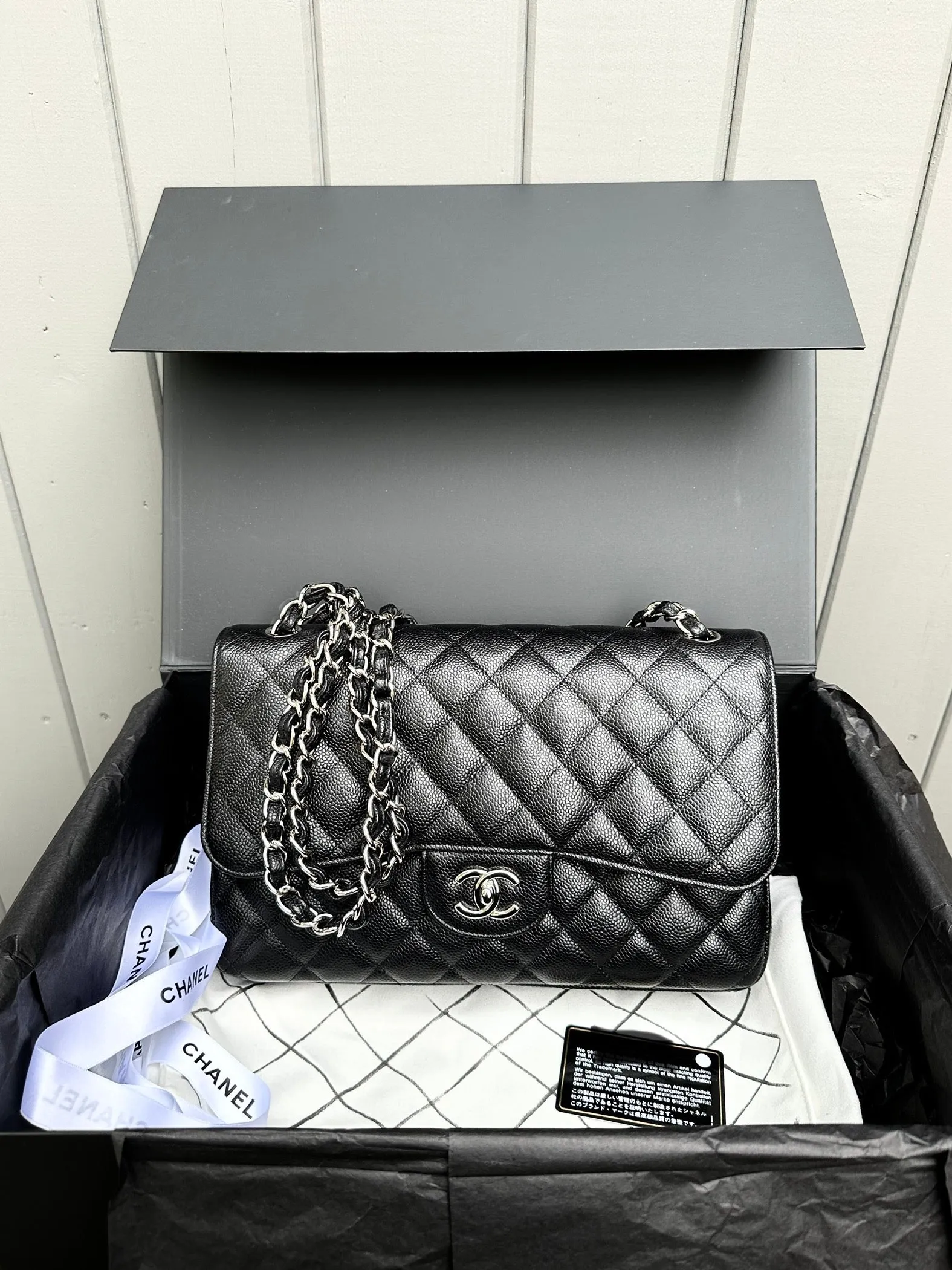 CHANEL Classic Jumbo Double Flap Bag in SHW