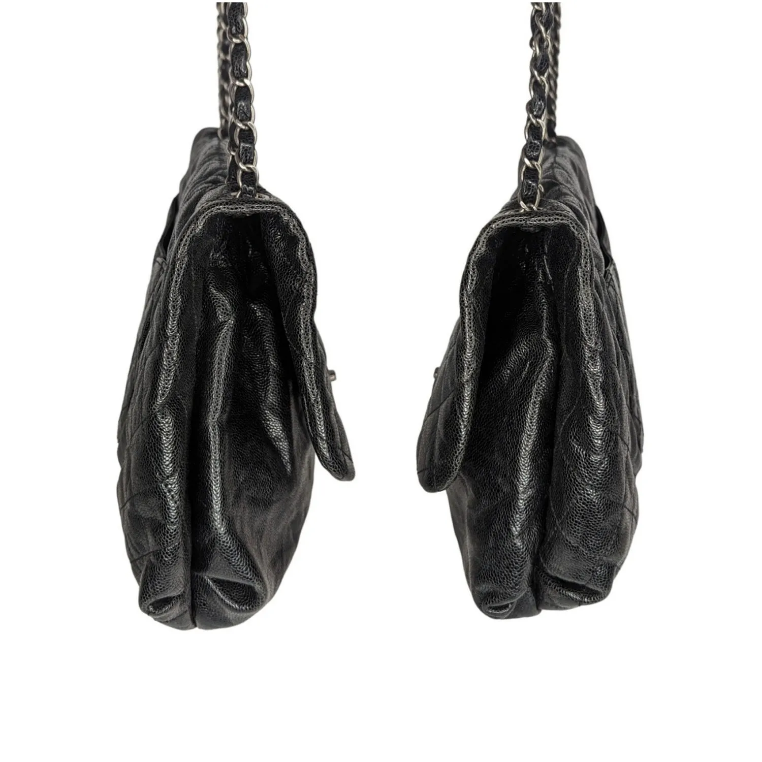 Chanel Elastic CC Flap Bag Glazed Caviar Hobo Shoulder Bag