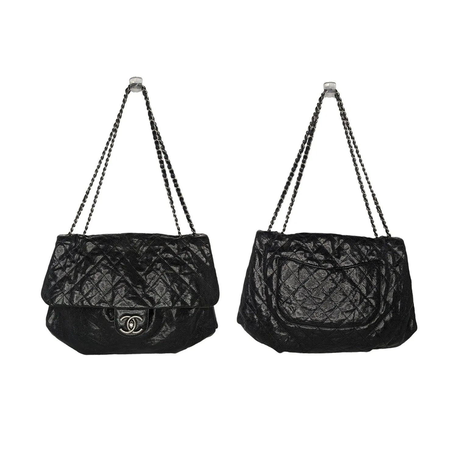 Chanel Elastic CC Flap Bag Glazed Caviar Hobo Shoulder Bag